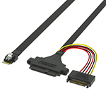 SlimSAS SFF-8654 4i转u.2 SFF-8639+15P带耳朵 效劳器阵列数据传输线